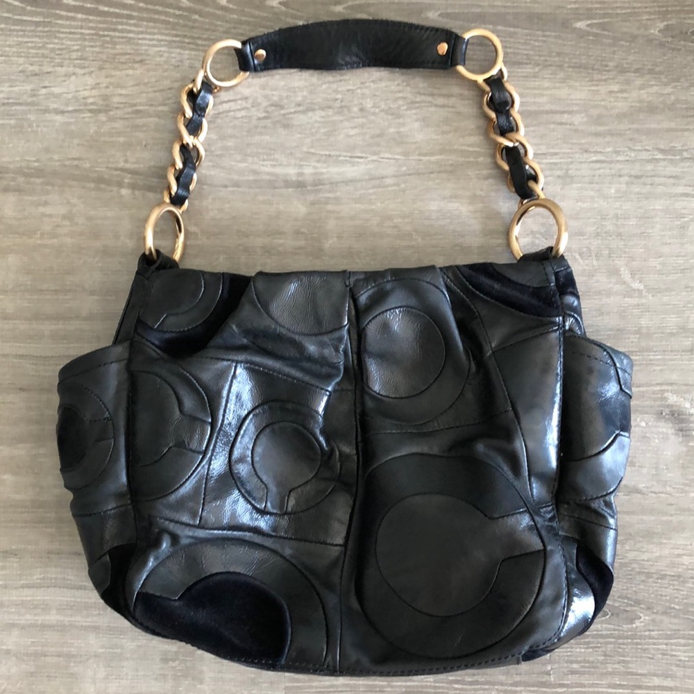 Coach black leather handbag